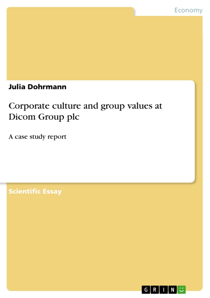 Title: Corporate culture and group values at Dicom Group plc
