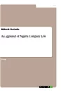 Titre: An Appraisal of Nigeria Company Law