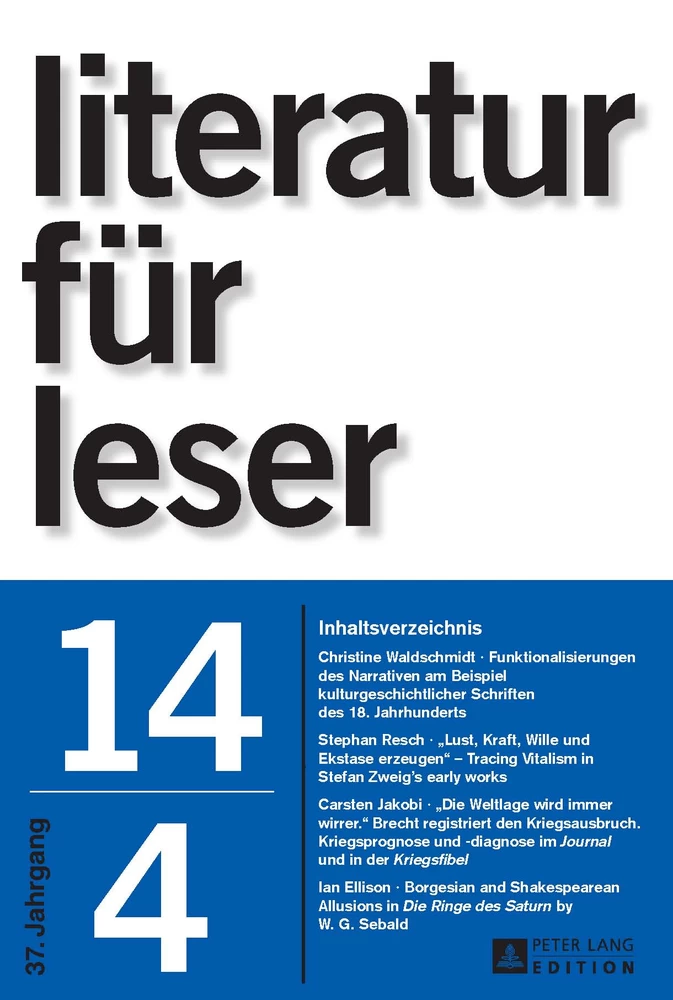 Title: „Die Weltlage wird immer wirrer.“ Brecht registriert den Kriegsausbruch. Kriegsprognose und -diagnose im und in der 