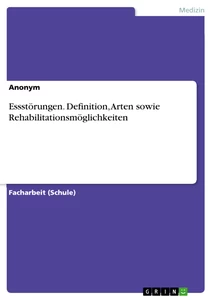 Titel: Essstörungen. Definition, Arten sowie Rehabilitationsmöglichkeiten