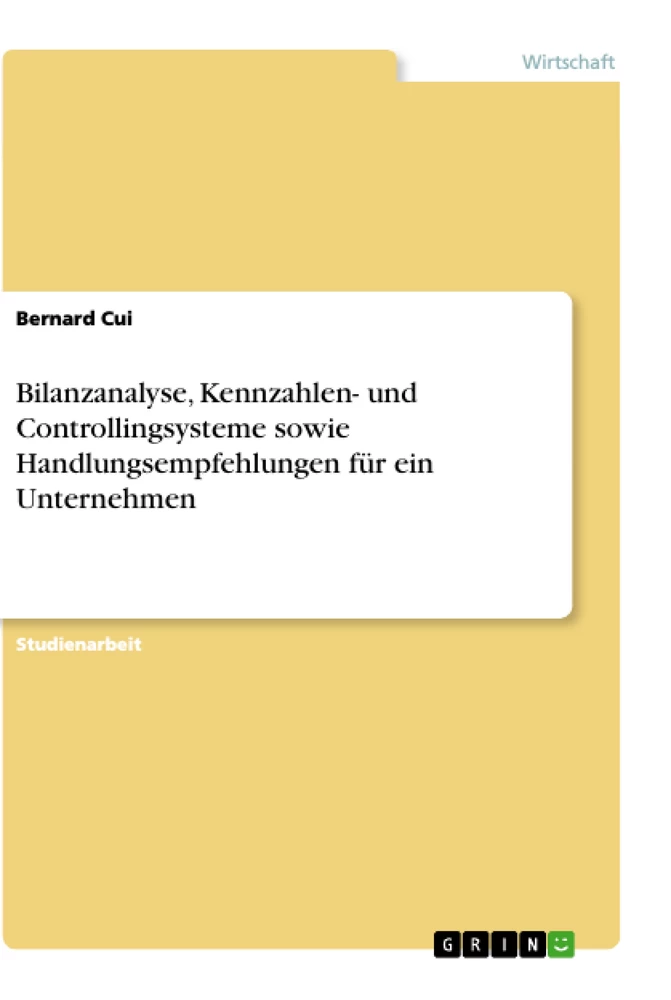 Título: Bilanzanalyse, Kennzahlen- und Controllingsysteme sowie Handlungsempfehlungen für ein Unternehmen