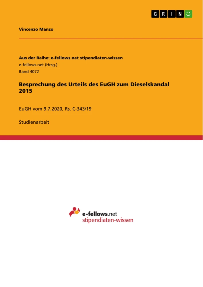 Titre: Besprechung des Urteils des EuGH zum Dieselskandal 2015