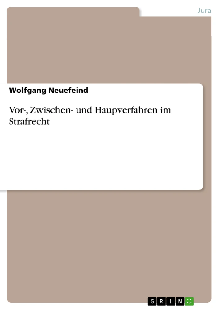 Titre: Vor-, Zwischen- und Haupverfahren im Strafrecht