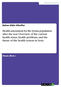 Título: Health assessment for the Syrian population after the war. Overview of the current health status, health problems, and the future of the health system in Syria