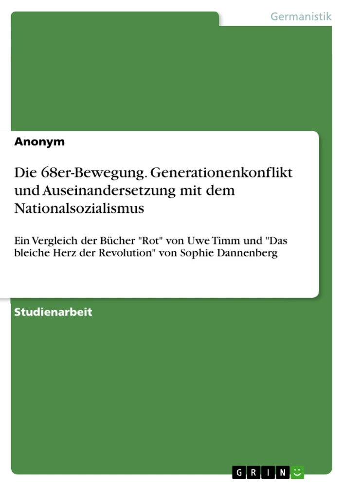 Titre: Die 68er-Bewegung. Generationenkonflikt und Auseinandersetzung mit dem Nationalsozialismus