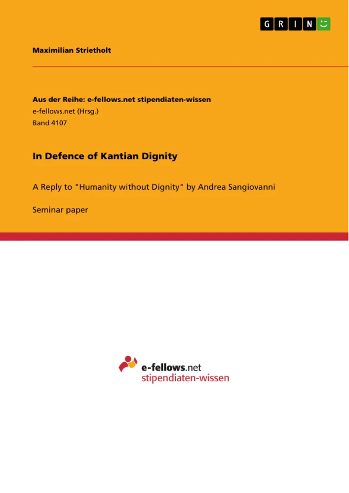 Titre: In Defence of Kantian Dignity