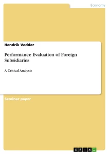 Title: Performance Evaluation of Foreign Subsidiaries 