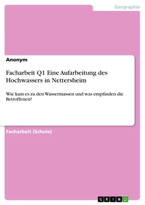 Titre: Facharbeit Q1 Eine Aufarbeitung des Hochwassers in  Nettersheim