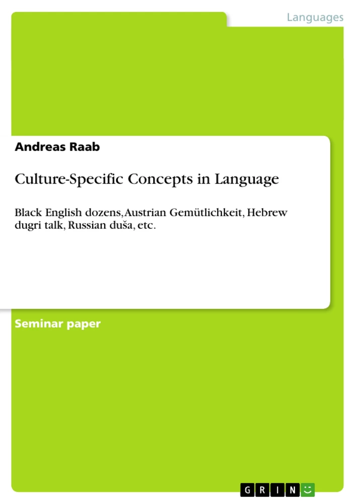 Titel: Culture-Specific Concepts in Language