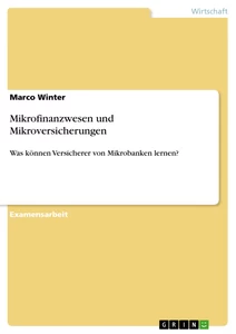 Titre: Mikrofinanzwesen und Mikroversicherungen