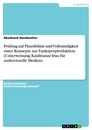 Titre: Prüfung auf Plausibilität und Vollständigkeit eines Konzepts zur Funkspotproduktion (Unterweisung Kaufmann/-frau für audiovisuelle Medien)