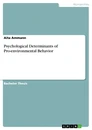 Titel: Psychological Determinants of Pro-environmental Behavior