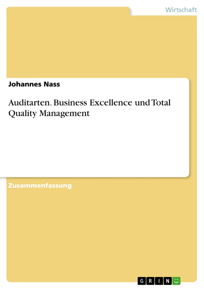 Titel: Auditarten. Business Excellence und Total Quality Management
