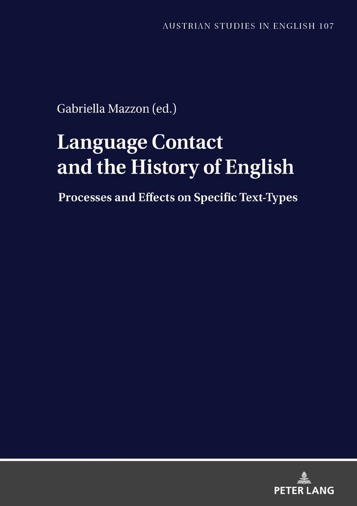 Language Contact and the History of English - Peter Lang Verlag