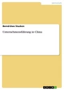 Title: Unternehmensführung in China