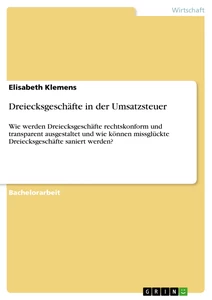 Titre: Dreiecksgeschäfte in der Umsatzsteuer