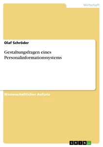 Titre: Gestaltungsfragen eines Personalinformationssystems