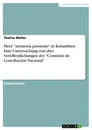 Title: Metz’ "memoria passionis" in Kolumbien. Eine Untersuchung von drei Veröffentlichungen der "Comisión de Conciliación Nacional"