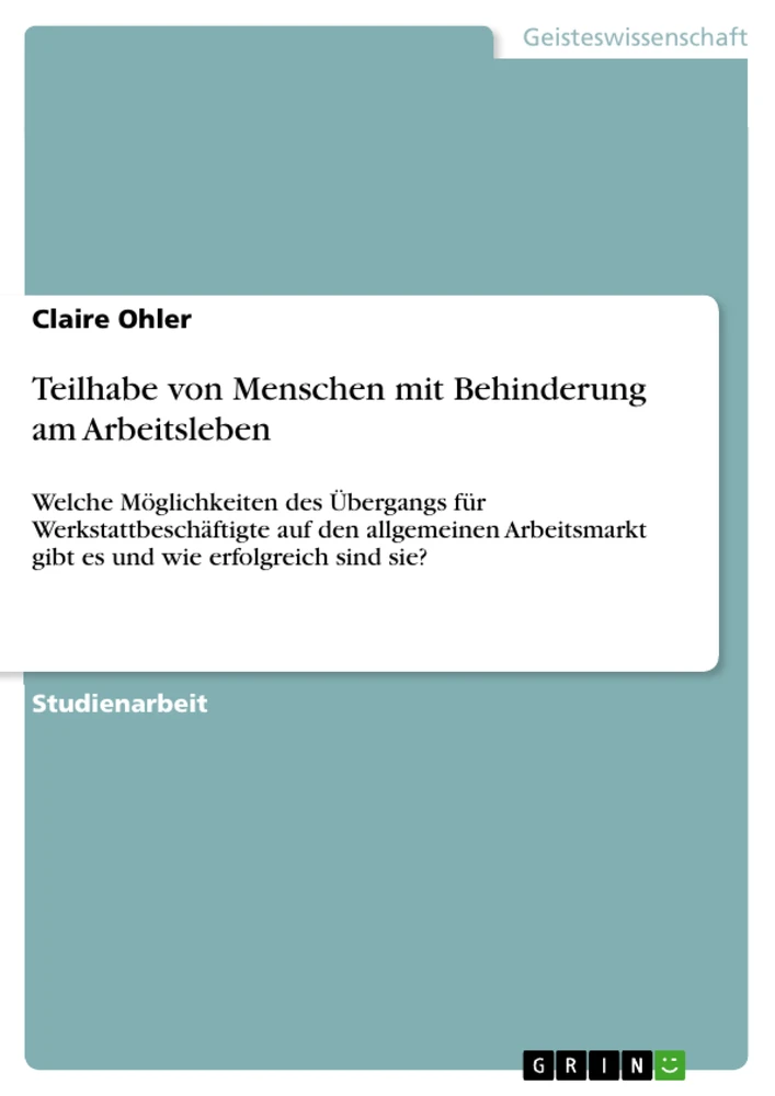 Título: Teilhabe von Menschen mit Behinderung am Arbeitsleben