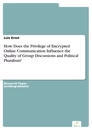 Titel: How Does the Privilege of Encrypted Online Communication Influence the Quality of Group Discussions and Political Pluralism?