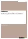 Titre: Die Haftung des GmbH-Geschäftsführers