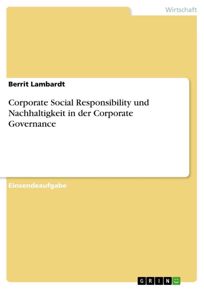 Title: Corporate Social Responsibility und Nachhaltigkeit in der Corporate Governance