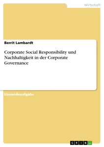 Título: Corporate Social Responsibility und Nachhaltigkeit in der Corporate Governance