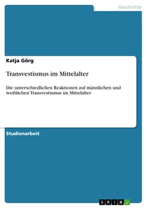 Titre: Transvestismus im Mittelalter