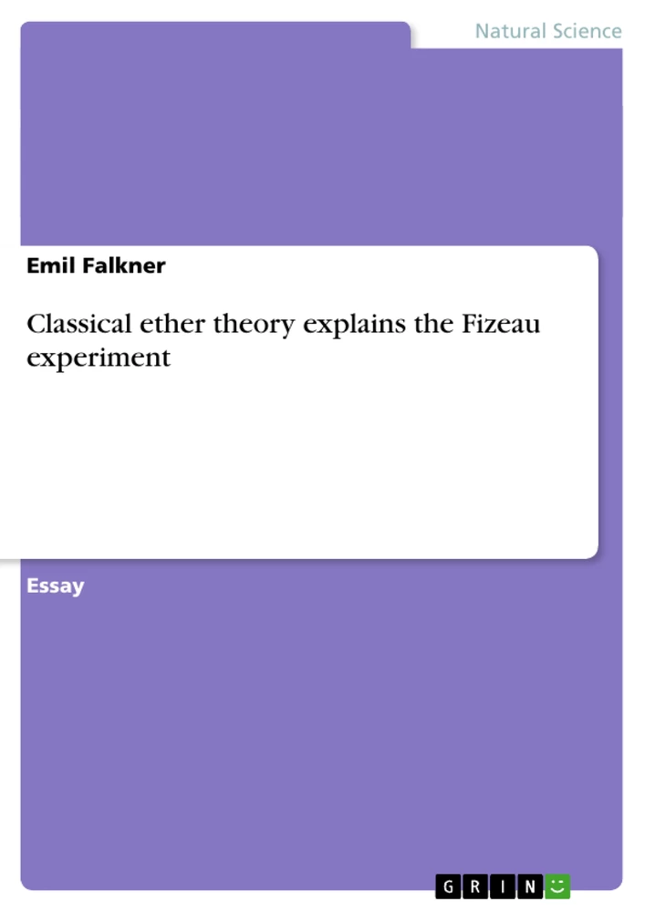 Title: Classical ether theory explains the Fizeau experiment