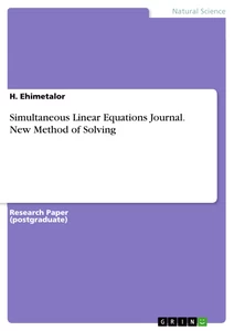Título: Simultaneous Linear Equations Journal. New Method of Solving