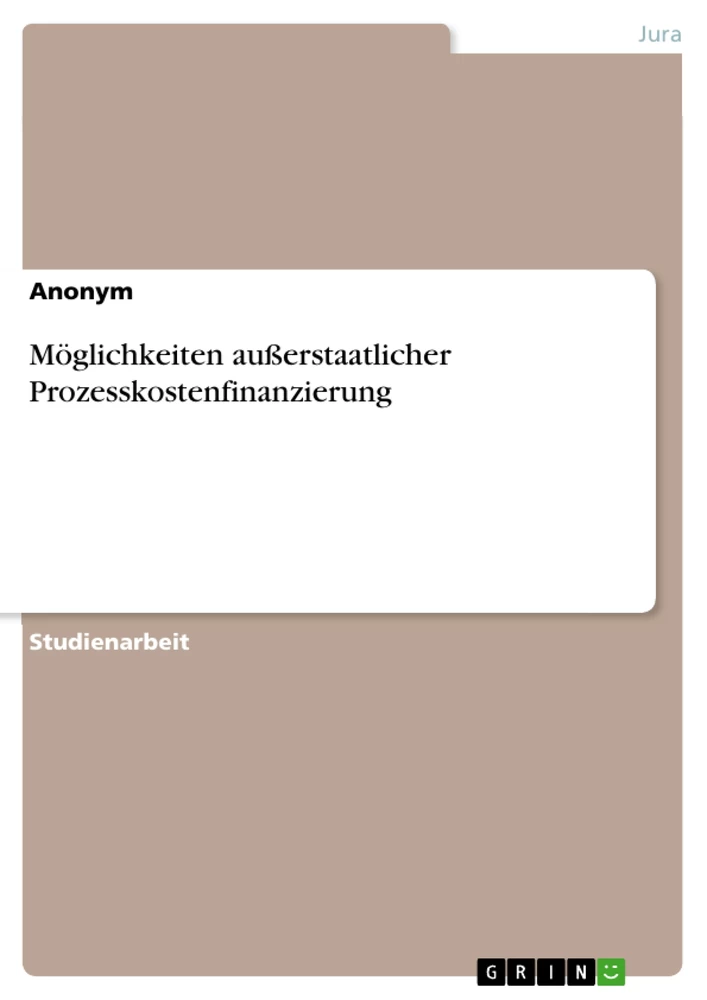 Titel: Möglichkeiten außerstaatlicher Prozesskostenfinanzierung