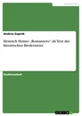 Título: Heinrich Heines „Romanzero“ als Text des literarischen Biedermeier