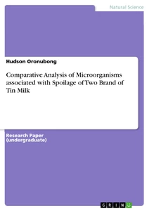 Titel: Comparative Analysis of Microorganisms associated with Spoilage of Two Brand of Tin Milk