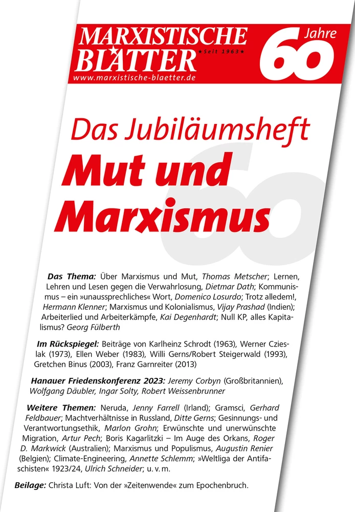 Titel: Das Jubiläumsheft – Mut und Marxismus