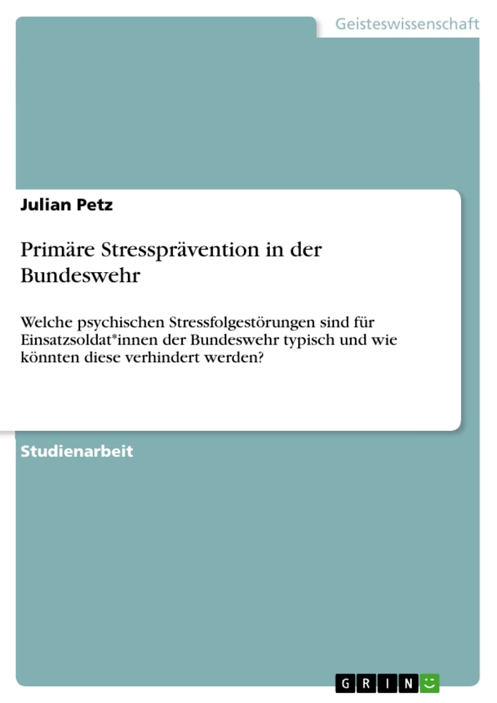 Título: Primäre Stressprävention in der Bundeswehr