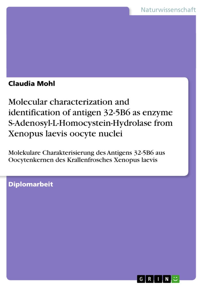 Titel: Molecular characterization and identification of antigen 32-5B6 as enzyme S-Adenosyl-L-Homocystein-Hydrolase from Xenopus laevis oocyte nuclei 