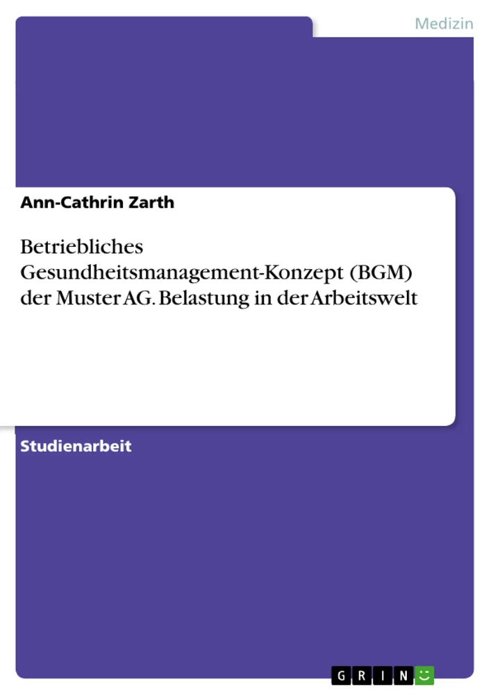 Titre: Betriebliches Gesundheitsmanagement-Konzept (BGM) der Muster AG. Belastung in der Arbeitswelt