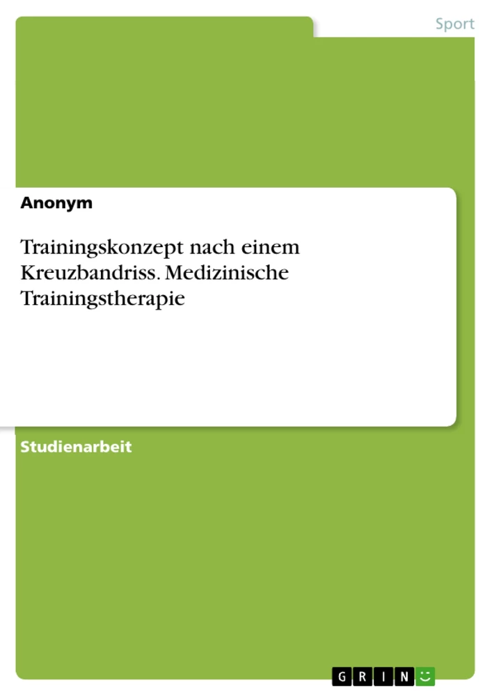 Titel: Trainingskonzept nach einem Kreuzbandriss. Medizinische Trainingstherapie