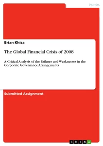 Titel: The Global Financial Crisis of 2008