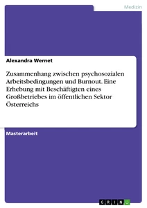 Title: Zusammenhang zwischen psychosozialen Arbeitsbedingungen und Burnout. Eine Erhebung mit Beschäftigten eines Großbetriebes im öffentlichen Sektor Österreichs