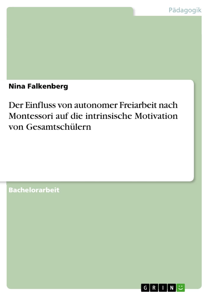 Titel: Der Einfluss von autonomer Freiarbeit nach Montessori auf die intrinsische Motivation von Gesamtschülern
