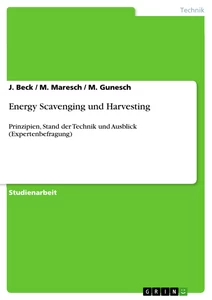 Title: Energy Scavenging und Harvesting