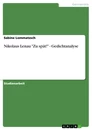 Título: Nikolaus Lenau "Zu spät!" - Gedichtanalyse