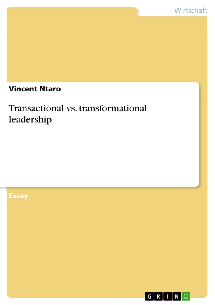 Title: Transactional vs. transformational leadership
