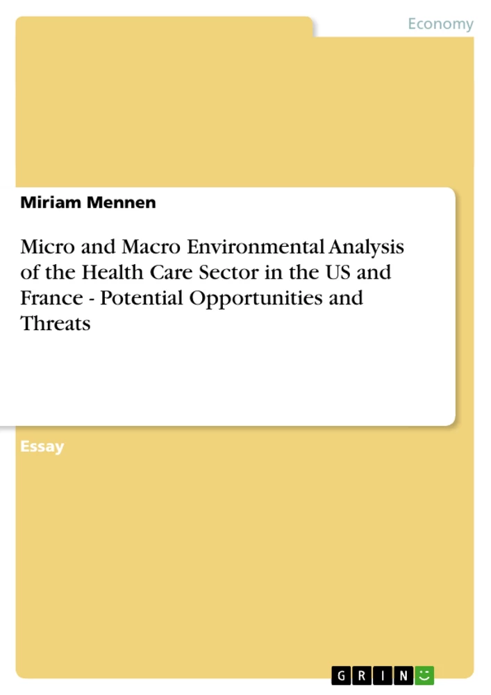 Titel: Micro and Macro Environmental Analysis of the Health Care Sector in the US and France  - Potential Opportunities and Threats 