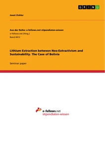 Título: Lithium Extraction between Neo-Extractivism and Sustainability. The Case of Bolivia