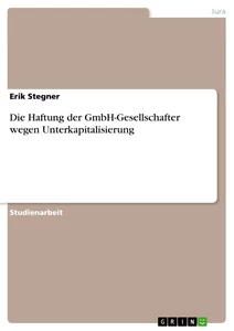 Titel: Die Haftung der GmbH-Gesellschafter wegen Unterkapitalisierung