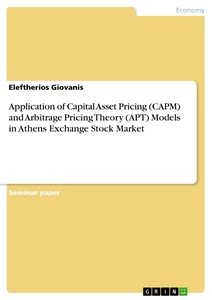 Titre: Application of Capital Asset Pricing  (CAPM) and Arbitrage Pricing Theory (APT)  Models in Athens Exchange Stock Market
