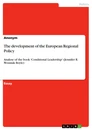 Titre: The development of the European Regional Policy