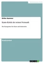 Titre: Kants Kritik der reinen Vernunft